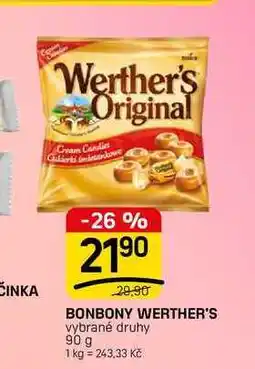 Flop BONBONY WERTHER'S vybrané druhy nabídka