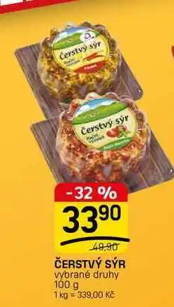 Flop ČERSTVÝ SÝR vybrané druhy nabídka