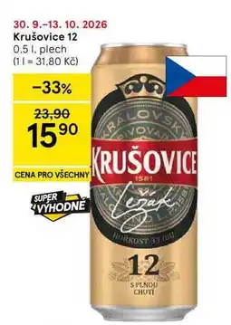 Tesco Krušovice 12, 0.5 l plech nabídka