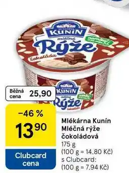 Tesco Mlékárna Kunín Mléčná rýže čokoládová nabídka