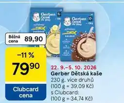 Tesco Gerber Dětská kaše, 230 g, více druhů nabídka