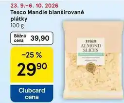Tesco Tesco Mandle blanšírované plátky nabídka