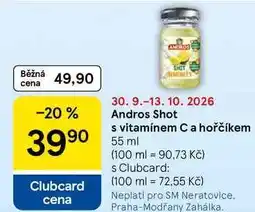 Tesco Andros Shot s vitamínem C a hořčíkem nabídka