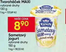 Hruška Kunín Sametový jogurt vybrané druhy nabídka