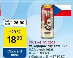 Tesco Velkopopovický Kozel 12, 0.5 l, plech, ležák nabídka