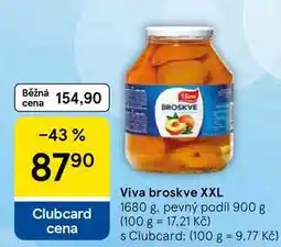 Tesco Viva broskve XXL, 1680 g. pevný podíl 900 g nabídka