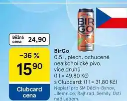 Tesco BirGo, 0.5 l, ochucené nealkoholické pivo, více druhů nabídka