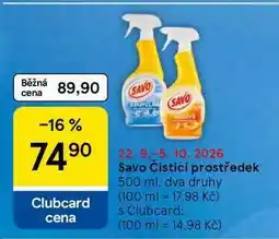 Tesco Savo Čisticí prostředek, 500 ml, dva druhy nabídka