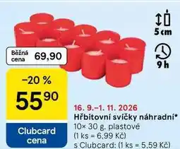 Tesco Hřbitovní svíčky náhradní, 10x 30 g. plastové nabídka