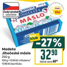Billa Madeta Jihočeské máslo nabídka