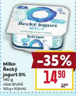 Billa Milko Řecký jogurt 0% nabídka