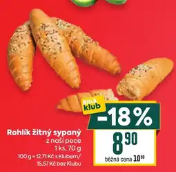 Billa Billaklub rohlík žitný sypaný nabídka