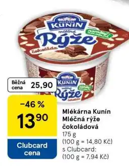 Tesco Mlékárna Kunín Mléčná rýže čokoládová nabídka