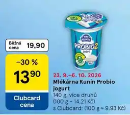 Tesco Mlékárna Kunín Probio jogurt nabídka