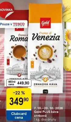 Tesco Gold PLUS káva zrnková nabídka