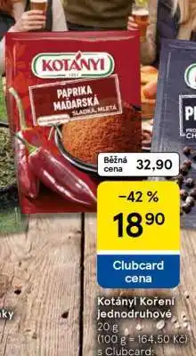 Tesco Kotányi Koření jednodruhové nabídka