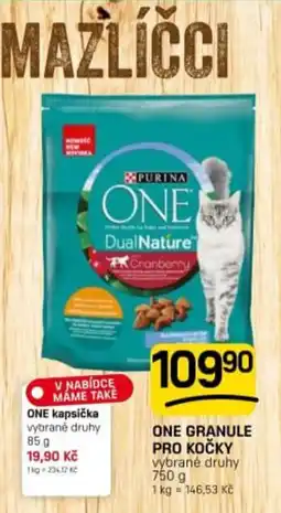 Flop Purina one granule pro kočky vybrané druhy nabídka