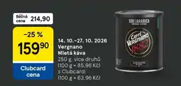 Tesco Vergnano Mletá káva nabídka