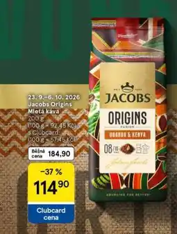 Tesco Jacobs Origins Mletá káva nabídka