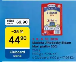 Tesco Madeta Jihočeský Eidam maxi plátky 30 % nabídka