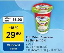 Tesco ZOTT PRIMO Smetana ke šlehání 30% nabídka