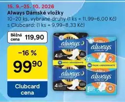 Tesco Always Dámské vložky nabídka