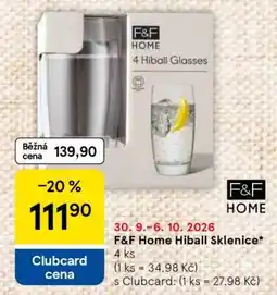 Tesco F&F Home Hiball Sklenice nabídka