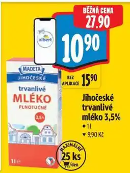 Albert Jihočeské Trvanlivé mléko 3,5% nabídka
