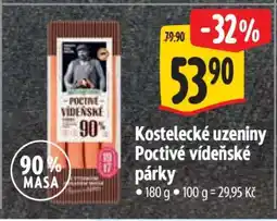 Albert Kostelecké uzeniny Poctivé vídeňské párky nabídka
