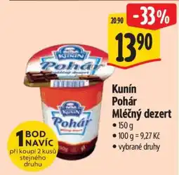 Albert Kunín Pohár mléčný dezert nabídka