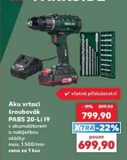 Kaufland Aku vrtačí šroubovák PABS 20-Li I9 nabídka