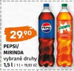 Terno PEPSI, MIRINDA vybrané druhy nabídka