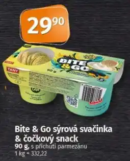 COOP TIP Tany bite & go sýrová svačinka & čočkový snack nabídka