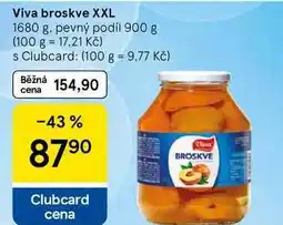 Tesco Viva broskve XXL, 1680 g. pevný podíl 900 g nabídka