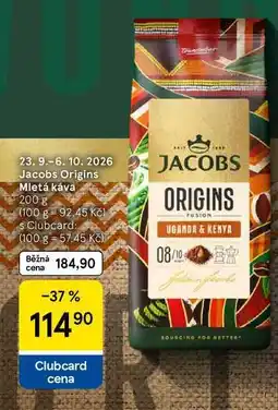 Tesco Jacobs Origins Mletá káva nabídka