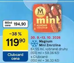 Tesco Magnum Mini Zmrzlina, 6x 55 ml, vybrané druhy nabídka
