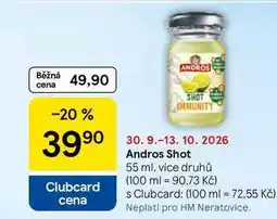 Tesco Andros Shot nabídka