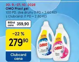 Tesco OMO Prací gel, 100 PD, dva druhy nabídka
