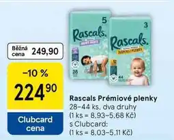 Tesco Rascals Prémiové plenky, 28-44 ks, dva druhy nabídka