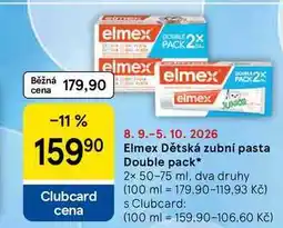 Tesco Elmex Dětská zubní pasta Double pack, 2x 50-75 ml, dva druhy nabídka