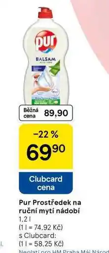Tesco Pur Prostředek na ruční mytí nádobí nabídka