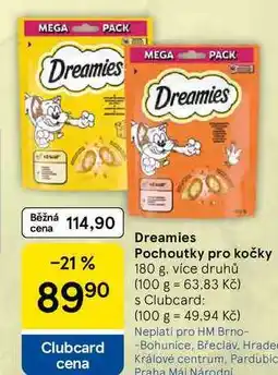 Tesco Dreamies Pochoutky pro kočky, 180 g, více druhů nabídka