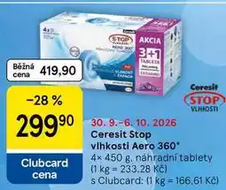 Tesco Ceresit Stop vlhkosti Aero 360°, 4× 450 g, náhradní tablety nabídka