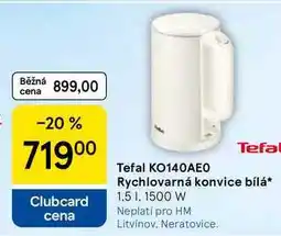 Tesco Tefal KO140AEO rychlovarná konvice bílá, 1.5 I. 1500 W nabídka