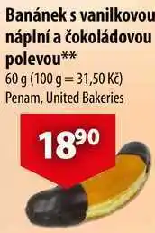 CBA Banánek s vanilkovou náplní a čokoládovou polevou nabídka