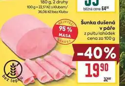 Billa Šunka dušená v páře z pultu lahůdek cena za nabídka