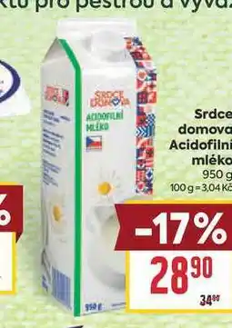 Billa Srdce domova Acidofilní mléko nabídka