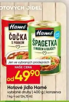 Hruška Hotové jídlo Hamé nabídka