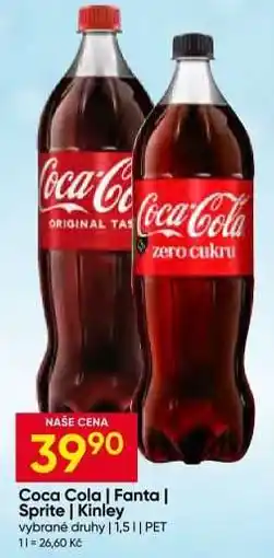 Hruška Coca-Cola, Fanta, Sprite, Kinley nabídka