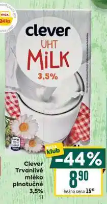 Billa Clever Trvanlivé mléko plnotučné 3,5% nabídka
